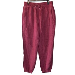 Athleta Retreat 100% Linen Joggers Women’s 10 Coffeeberry Red Quiet Luxury Pants